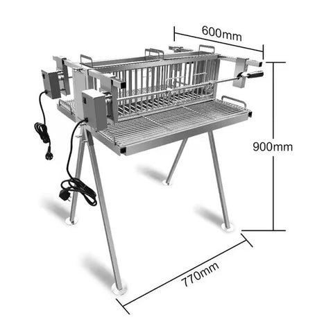 Olmecs Folding BBQ Grill Smokeless Stove Double Sides Grill with Rotisserie Kit