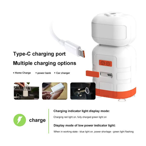 Portable Electric Shower Pump with IPX7 Camping LED Light Waterproof for Outdoor Shower