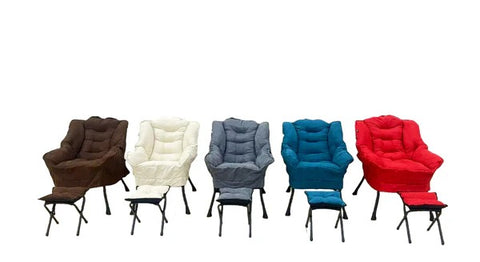 Willow Comfort Lazy Sofa Folding Chair with Armrests Side Pocket and Footstool