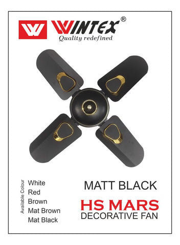 WINTEX Ceiling Fan 24-Inch – 4 Blades – Black with Gold Design – 220V