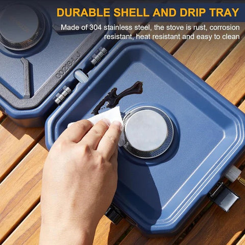 Olmecs Portable Foldable Camping Gas Stove with Grill Two Adjustable Burners 16000 BTU