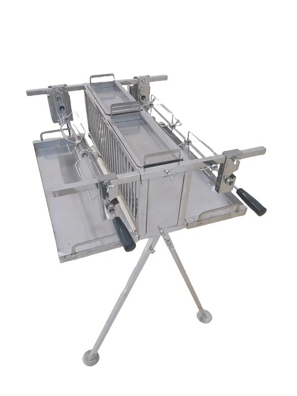 Olmecs Folding BBQ Grill Smokeless Stove Double Sides Grill with Rotisserie Kit
