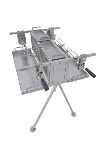 Olmecs Folding BBQ Grill Smokeless Stove Double Sides Grill with Rotisserie Kit