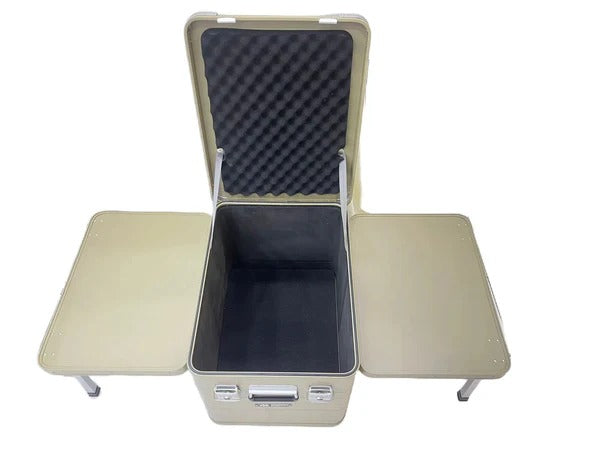 Olmecs Portable Storage Box 84L with 2 Sides Folding Table Aluminum Waterproof Material