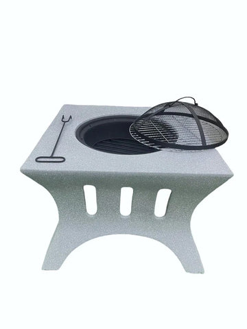 Olmecs Outdoor Fire Pit BBQ Grill Garden Table Stove Fireplace Square Shape