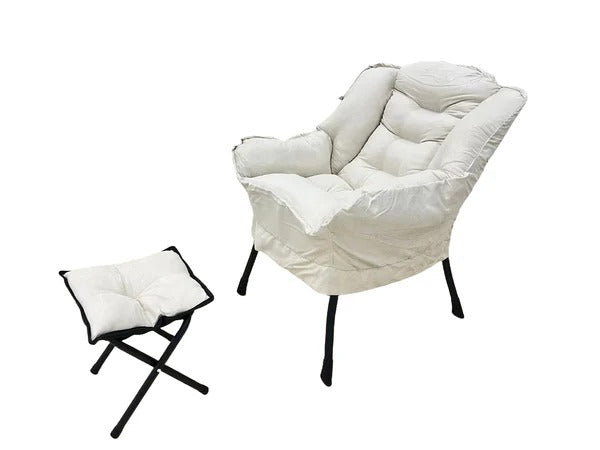 Willow Comfort Lazy Sofa Folding Chair with Armrests Side Pocket and Footstool