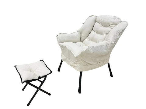 Willow Comfort Lazy Sofa Folding Chair with Armrests Side Pocket and Footstool