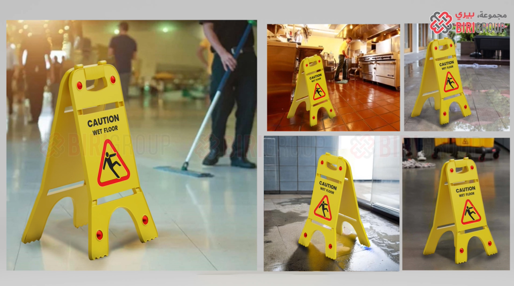 Olmecs Two-Sided Fold-Out Caution Wet Floor Sign - Yellow