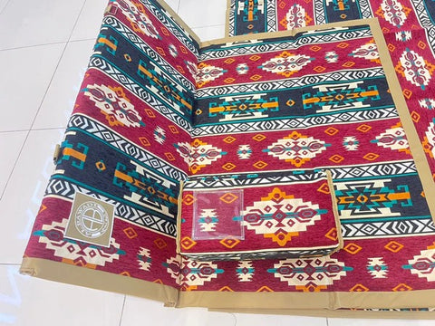 Willow Arabic Camping Floor Carpet Folding Mat Sets with 4 Folding Chair Pillows