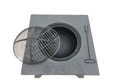 Olmecs Outdoor Fire Pit BBQ Grill Garden Table Stove Fireplace Square Shape