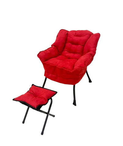 Willow Comfort Lazy Sofa Folding Chair with Armrests Side Pocket and Footstool