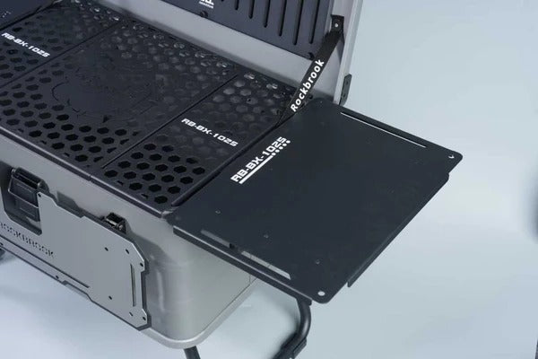 Olmecs Portable Foldable Camping Table Multi Storage Box 50L with Stand Silver