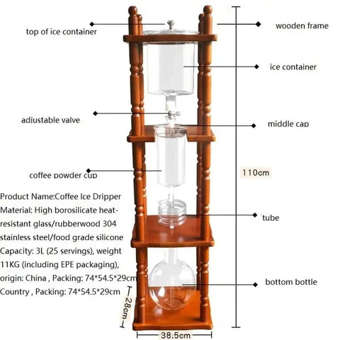 Liying Cold Brew Coffee Tower Slow Drip Japanese Cold Brew Maker 3000ml Cold Brew Drip Ice Coffee Tower