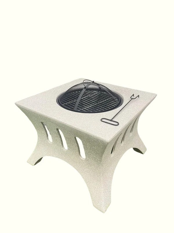 Olmecs Outdoor Fire Pit BBQ Grill Garden Table Stove Fireplace Square Shape