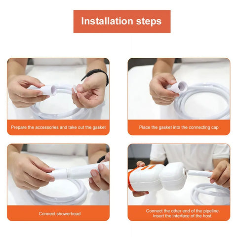 Portable Electric Shower Pump with IPX7 Camping LED Light Waterproof for Outdoor Shower