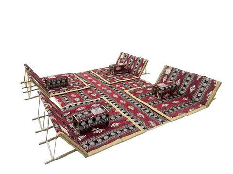 Willow Arabic Camping Floor Carpet Folding Mat Sets with 4 Folding Chair Pillows