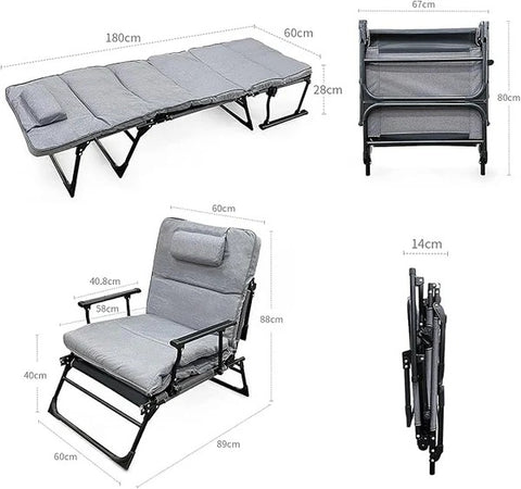 Willow Portable Sleeping Sofa Bed Chair with Pillow Adjustable Backrest