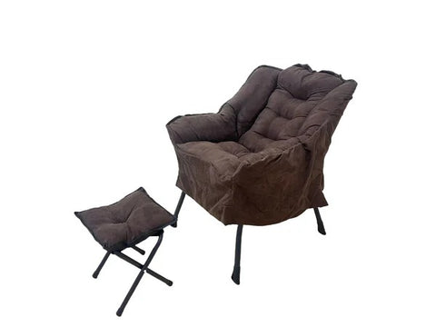Willow Comfort Lazy Sofa Folding Chair with Armrests Side Pocket and Footstool