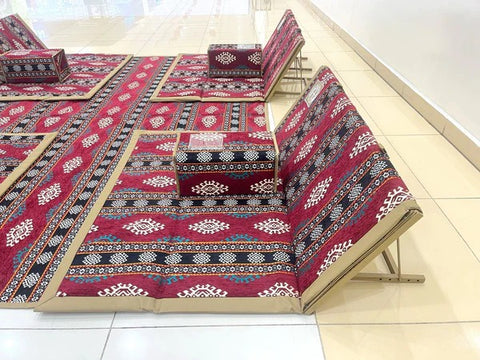 Willow Arabic Camping Floor Carpet Folding Mat Sets with 4 Folding Chair Pillows