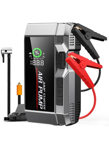 Portable Car Jump Starter with Air Pump, Emergency LED Light, and Multiple Functions – Ideal for Road Trips