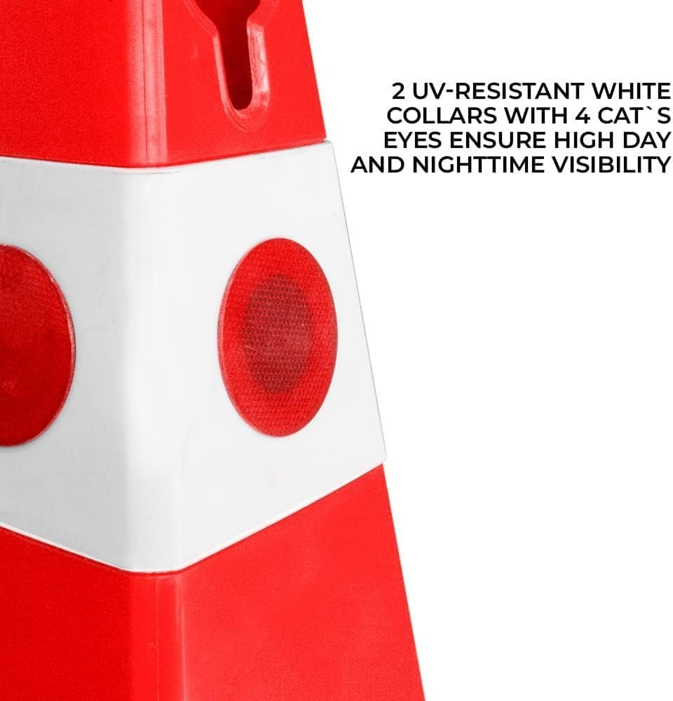 Olmecs Safety Traffic Cone 620 MM | Unbreakable Reflective Cone with Cat-Eyes Lenses Durable PPC Material