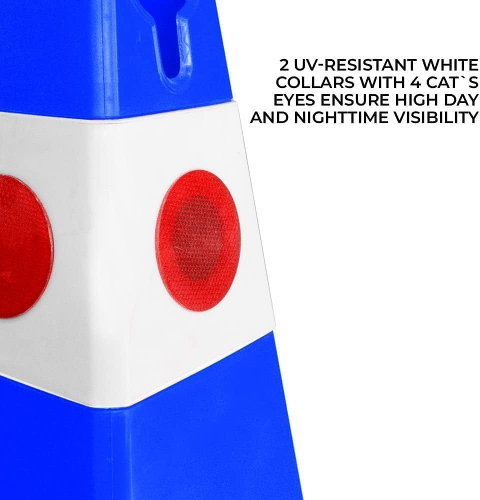 Olmecs Safety Traffic Cone 620 MM | Unbreakable Reflective Cone with Cat-Eyes Lenses Durable PPC Material