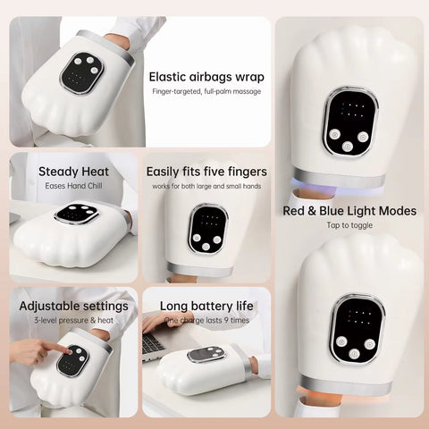 Intelligent USB Rechargeable Portable air Compression Hot Compress Professional 360 ° Package Vibration Hand Massager