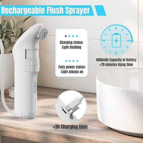 Teabelle Portable High Pressure Electric Bidet with 2.5L Water Bottle