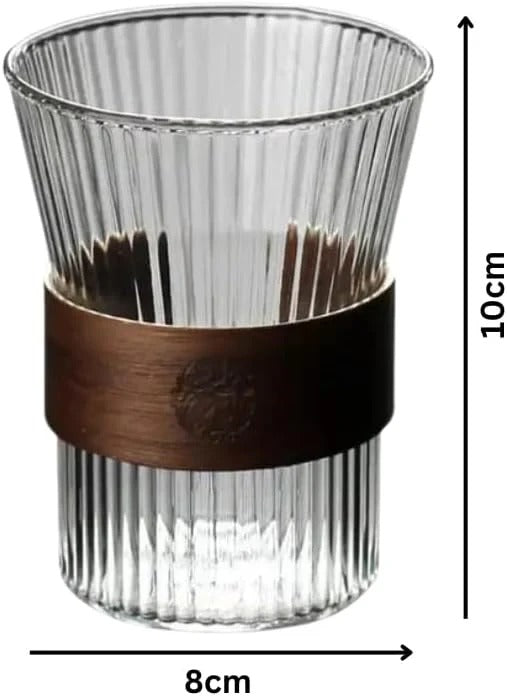 Liying 3Pcs Vintage Coffee Mug, 275ml, Large Wide Mouth, Aesthetic Stripe Glassware for Coffee, Tea