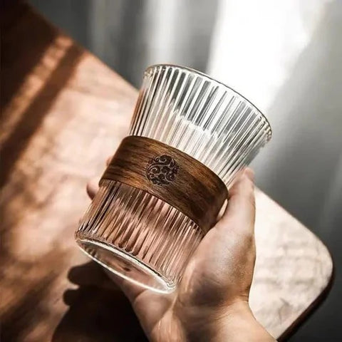 Liying 3Pcs Vintage Coffee Mug, 275ml, Large Wide Mouth, Aesthetic Stripe Glassware for Coffee, Tea