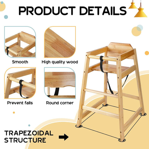 Olmecs Wooden High Chair for Toddlers / Baby Dining Chair