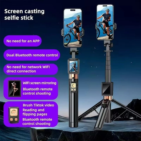 Cl-07 New Selfie Stick With Fill Light Extendable Selfie Stick Tripod for Phone with Display Screen and Remote Control