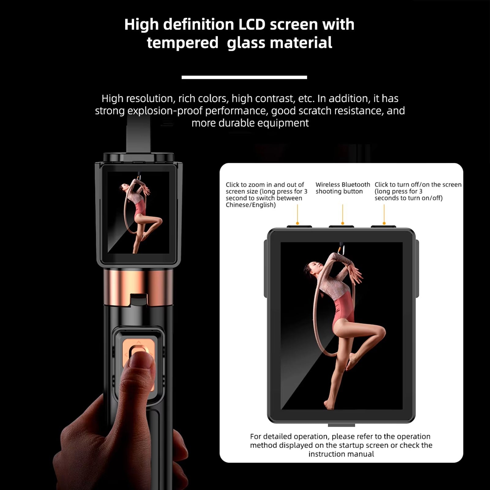 Cl-07 New Selfie Stick With Fill Light Extendable Selfie Stick Tripod for Phone with Display Screen and Remote Control