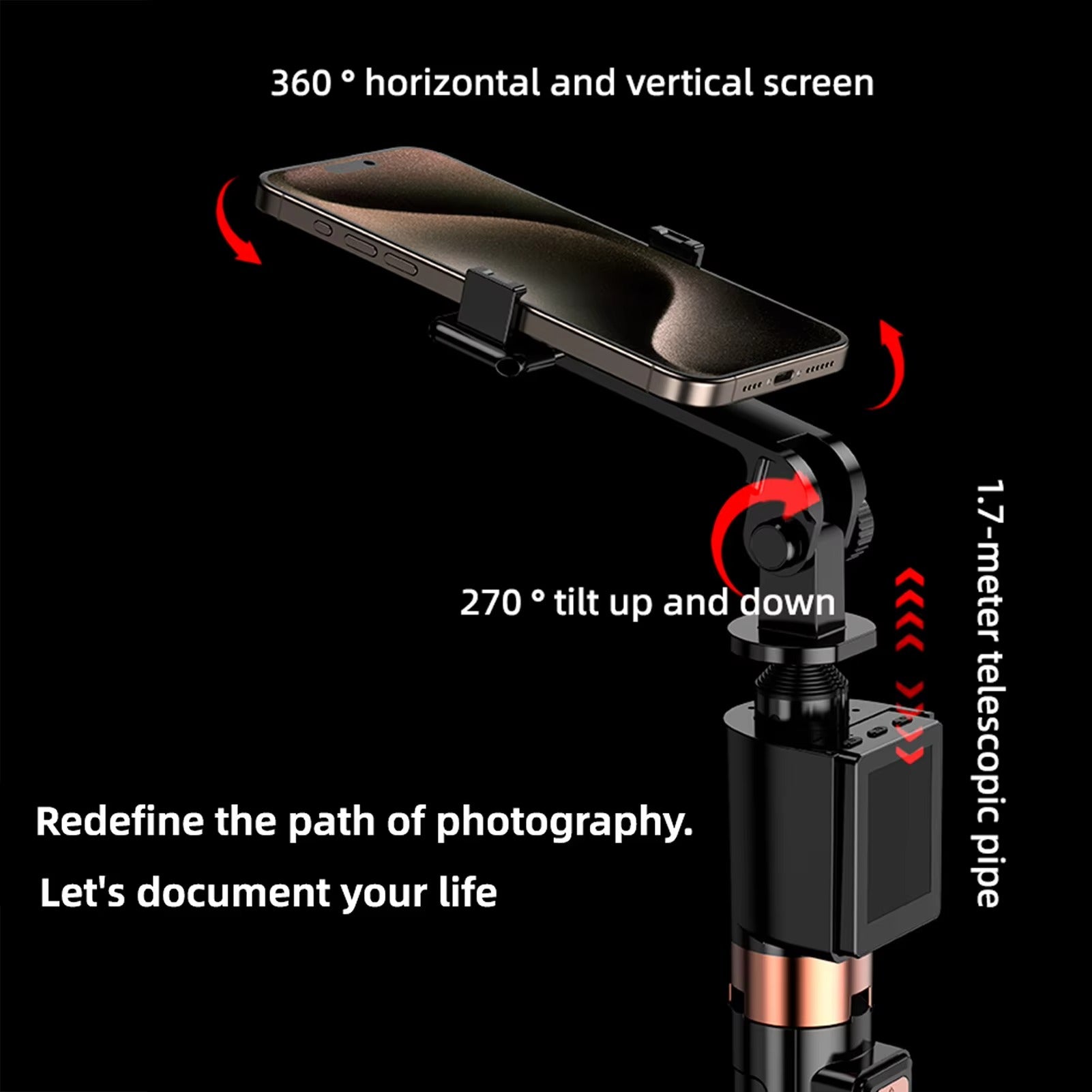 Cl-07 New Selfie Stick With Fill Light Extendable Selfie Stick Tripod for Phone with Display Screen and Remote Control