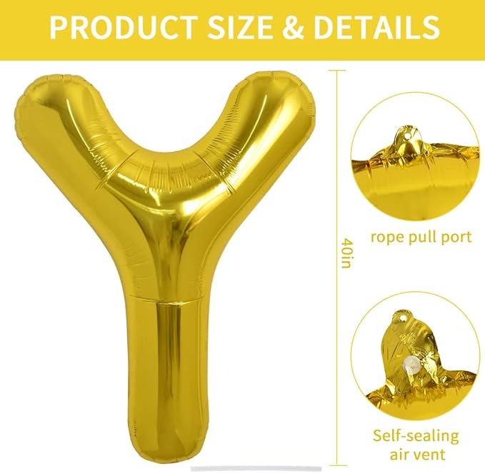 Willow 40 Inch Large Gold Letter for Birthday Party Anniversary Valentine's Day Supplies
