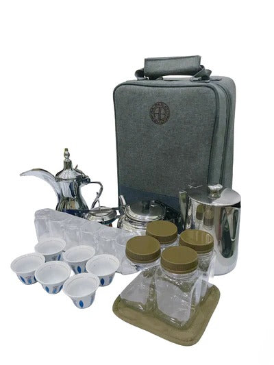 Arabic Camping Tea Bag Coffee Kits with Stove Teapot Cup Windboard Bag Sets Army Camouflage Design