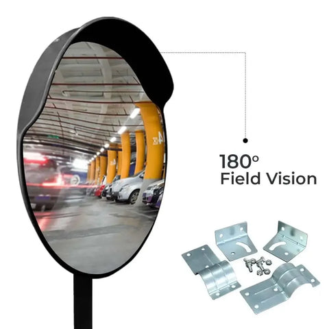 Olmecs Convex Safety Mirror Black Outdoor - 45CM