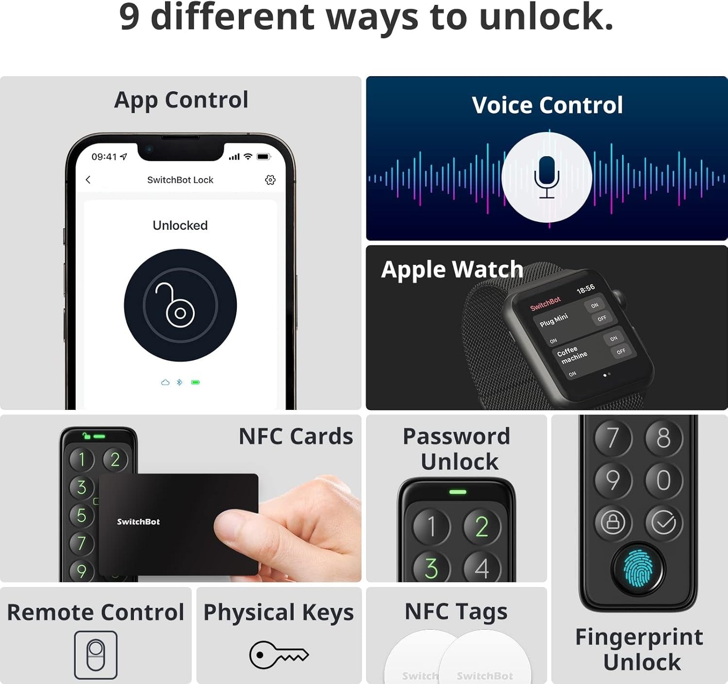 SwitchBot Smart Lock, Bluetooth Electronic Deadbolt, Keyless Entry Door Lock, Smart Lock for Front Door, Compatible with WiFi Bridge (Sold Separately), Keyless Lock Fits Your Existing Deadbolt