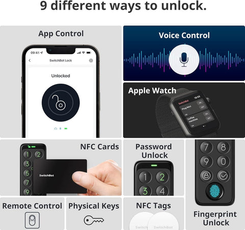 SwitchBot Smart Lock, Bluetooth Electronic Deadbolt, Keyless Entry Door Lock, Smart Lock for Front Door, Compatible with WiFi Bridge (Sold Separately), Keyless Lock Fits Your Existing Deadbolt