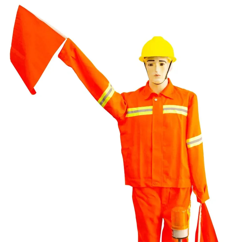 Olmecs Solar Construction Robot with Flag | Orange Metal Base and Plastic Body Solar Robot