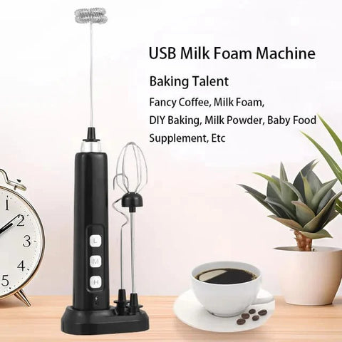 Liying Rechargeable Milk Frother Handheld with 3 Heads