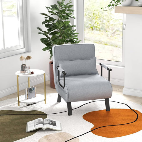 Olmecs Folding Sofa Bed, 4-in-1 Convertible Single Sofa Chair Bed with 6-Position Adjustable Backrest and Pillow