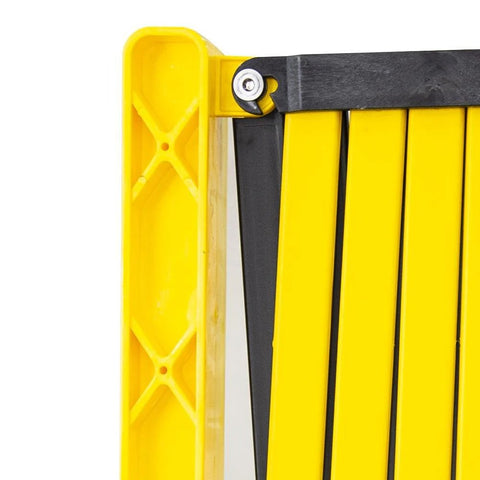 Olmecs Plastic Expandable Barricade Yellow - 350CM for Pedestrian Safety | Foldable Design with Four Wheels