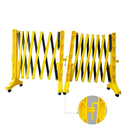 Olmecs Plastic Expandable Barricade Yellow - 350CM for Pedestrian Safety | Foldable Design with Four Wheels