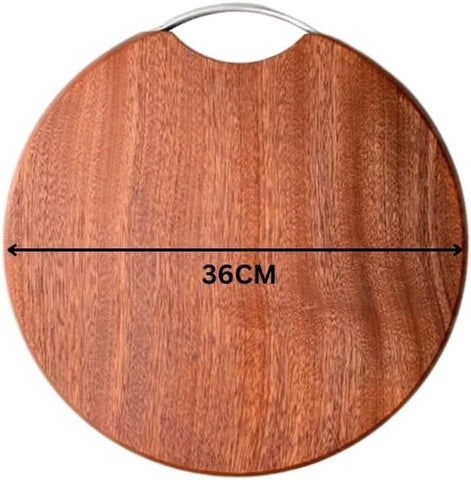 Olmecs Round Wood Cutting Board, 36cm Diameter, One Piece, No Glue, Non-Toxic, Thick Hardwood