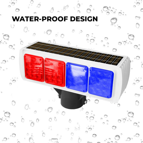 Olmecs Solar Powered LED Strobe Light Red & Blue | 64 Ultra LEDs with Day & Night Sensor