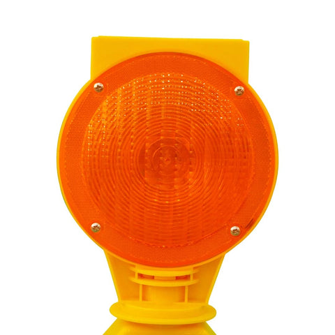 Olmecs Bi- Directional Warning Solar LED Flasher Light - Orange | Solar Powered PC Lens & PPC Cover Light