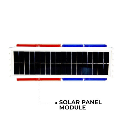 Olmecs Solar Powered LED Strobe Light Red & Blue | 64 Ultra LEDs with Day & Night Sensor