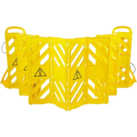 Olmecs 4 Meter Expandable Folding Plastic Barrier - Yellow | Portable Pedestrian Barrier