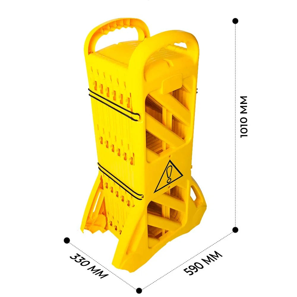 Olmecs 4 Meter Expandable Folding Plastic Barrier - Yellow | Portable Pedestrian Barrier